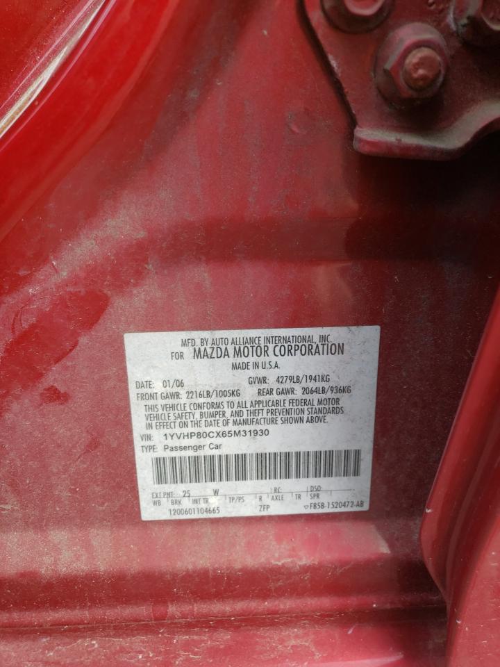 1YVHP80CX65M31930 2006 Mazda 6 I