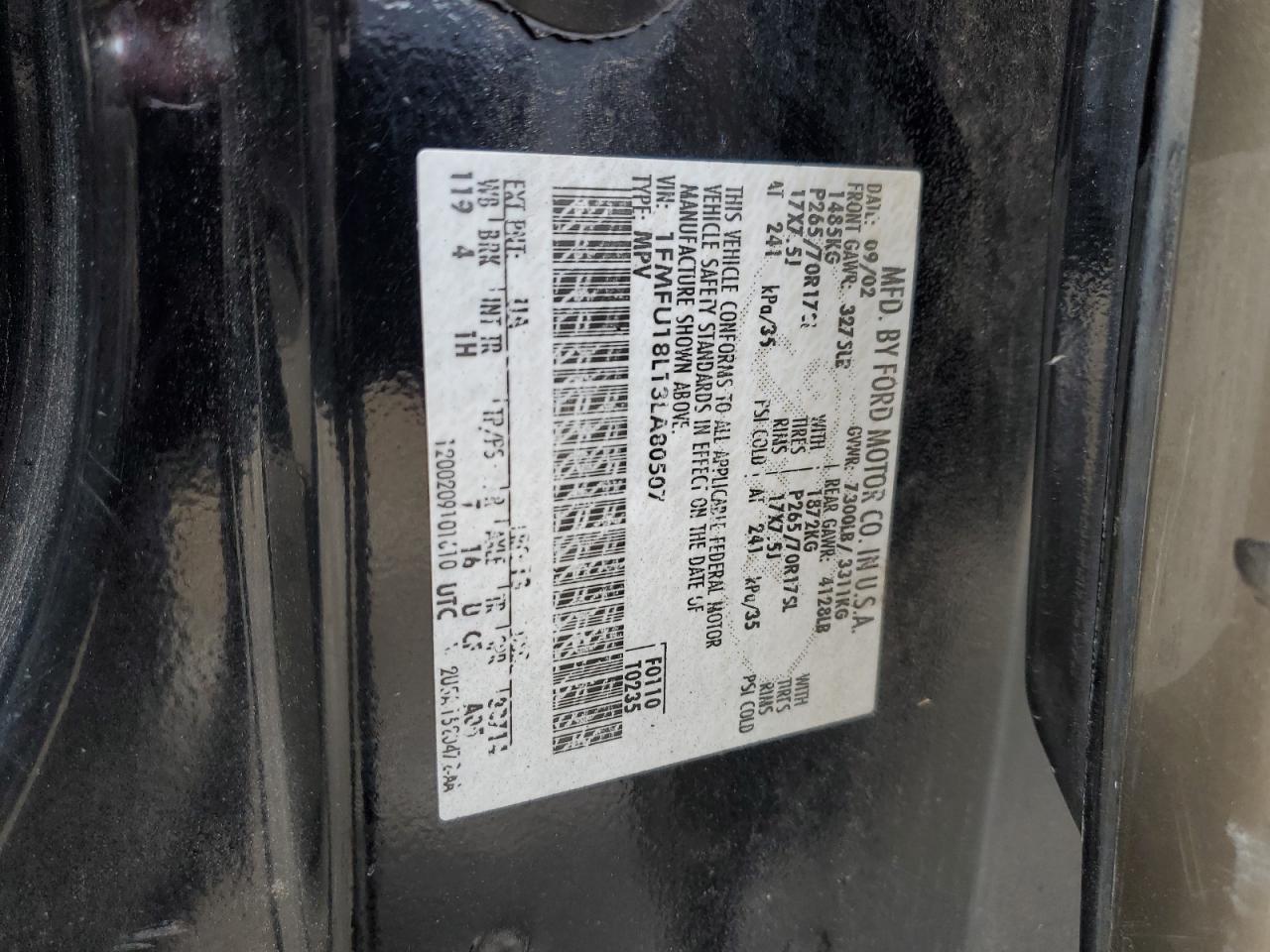 1FMFU18L13LA80507 2003 Ford Expedition Eddie Bauer