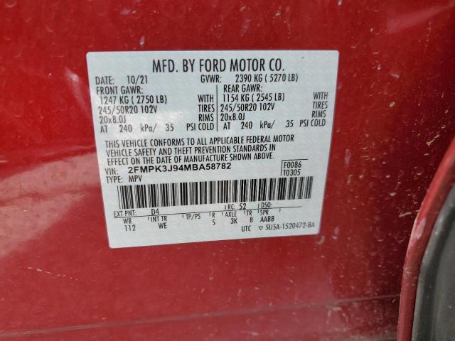 2FMPK3J94MBA58782 | 2021 FORD EDGE SEL