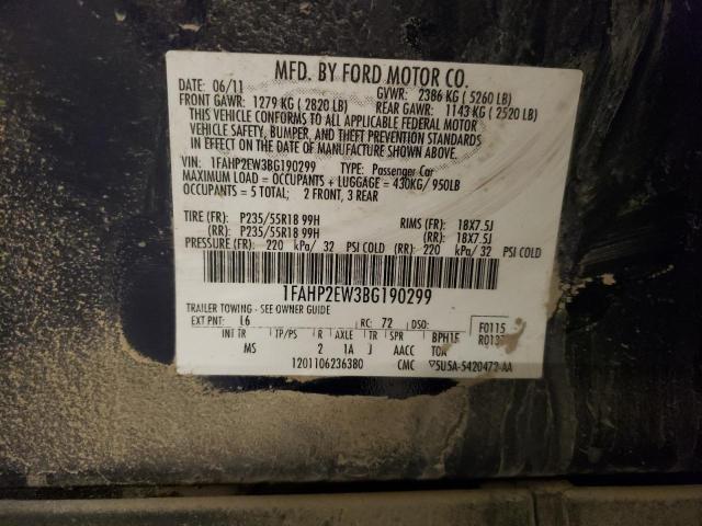 2011 Ford Taurus Sel VIN: 1FAHP2EW3BG190299 Lot: 81071713