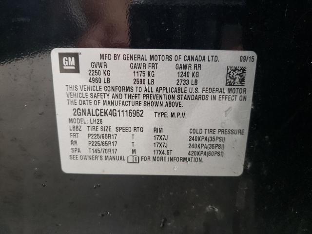 2GNALCEK4G1116962 | 2016 CHEVROLET EQUINOX LT