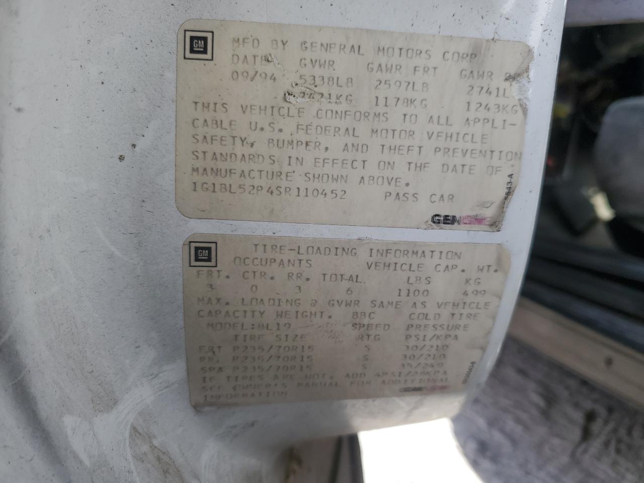 1G1BL52P4SR110452 1995 Chevrolet Caprice / Impala Classic Ss