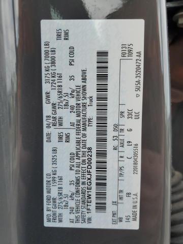 2018 Ford F150 Supercrew VIN: 1FTEW1EGXJFD00238 Lot: 79779533