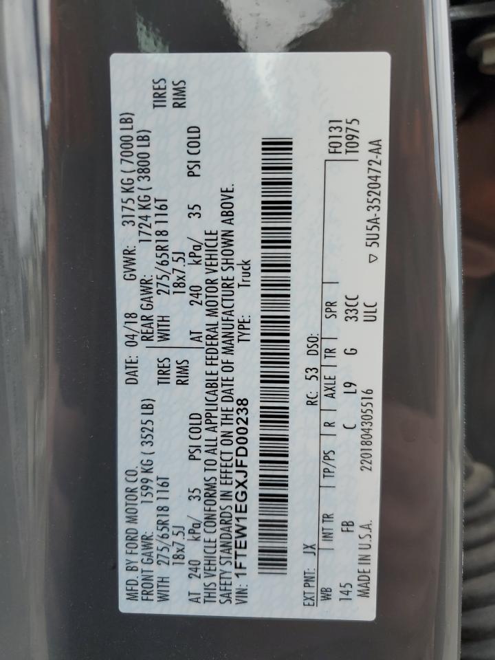 1FTEW1EGXJFD00238 2018 Ford F150 Supercrew