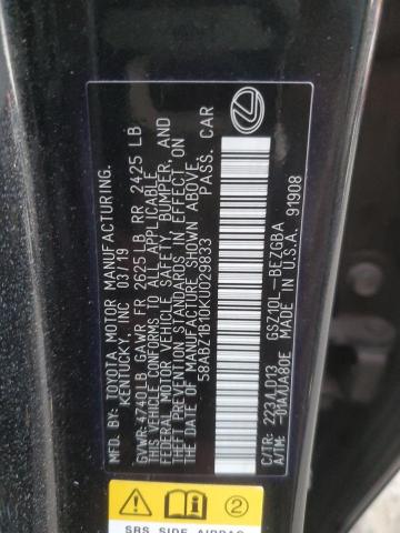 58ABZ1B10KU029833 | 2019 LEXUS ES 350