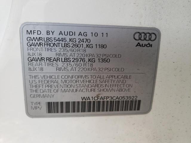 WA1CFAFP3CA053922 | 2012 Audi q5 premium