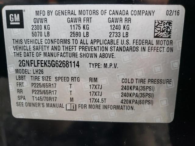 2GNFLFEK5G6268114 | 2016 CHEVROLET EQUINOX LT