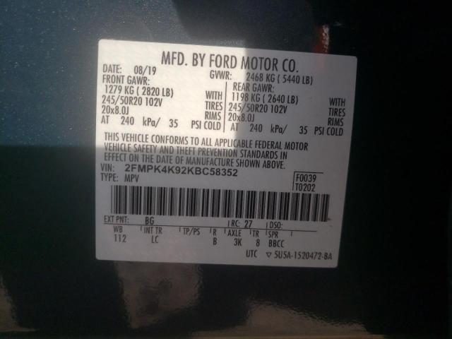 2FMPK4K92KBC58352 2019 FORD EDGE, photo no. 14