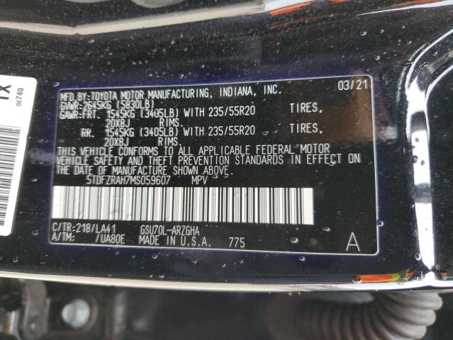 VIN 5TDFZRAH7MS059607 2021 Toyota Highlander, Platinum no.13