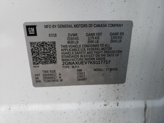 2GNAXUEV7K6117717 | 2019 CHEVROLET EQUINOX LT