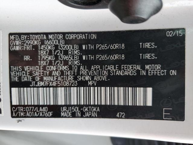 JTJBM7FX4F5108723 | 2015 LEXUS GX 460