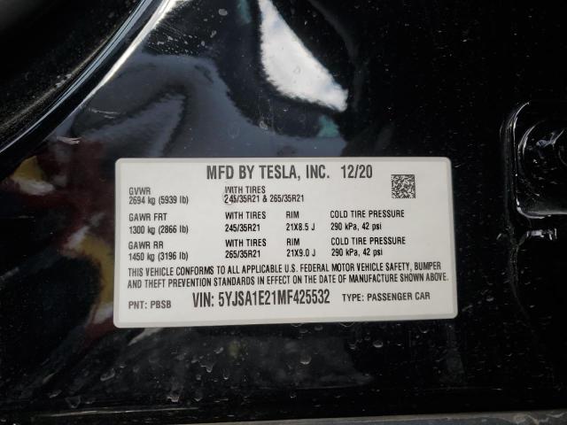 5YJSA1E21MF425532 | 2021 Tesla model s