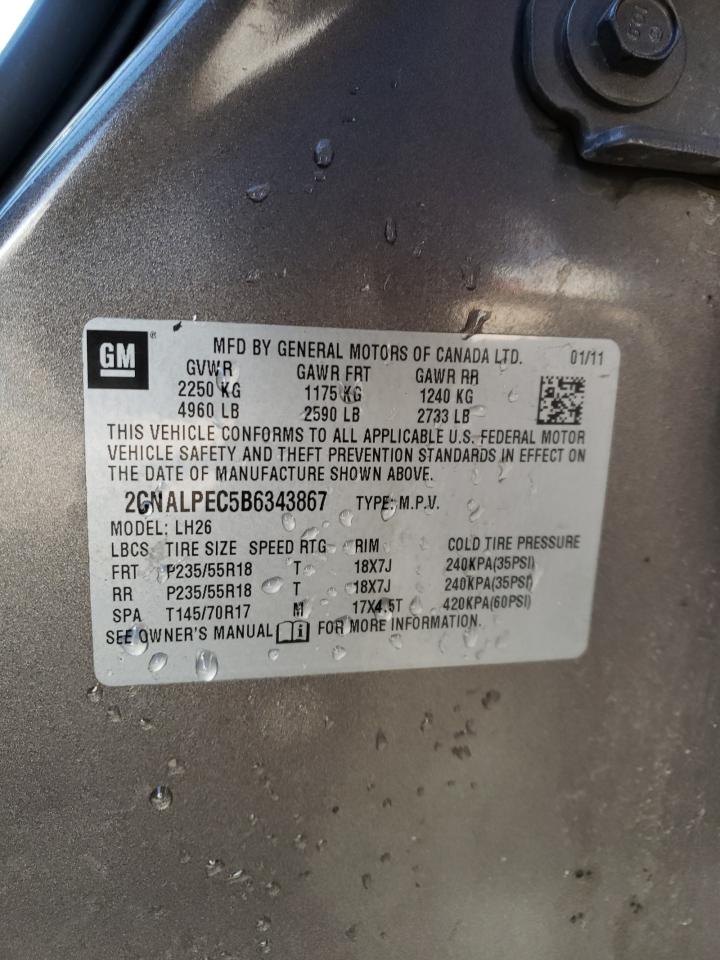 2CNALPEC5B6343867 2011 Chevrolet Equinox Lt