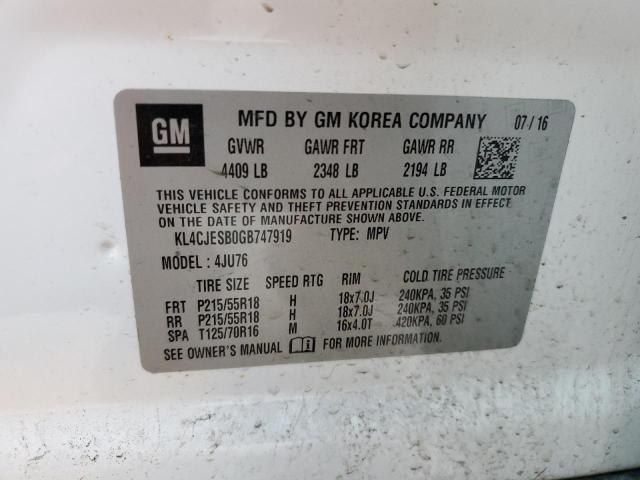 KL4CJESB0GB747919 | 2016 BUICK ENCORE