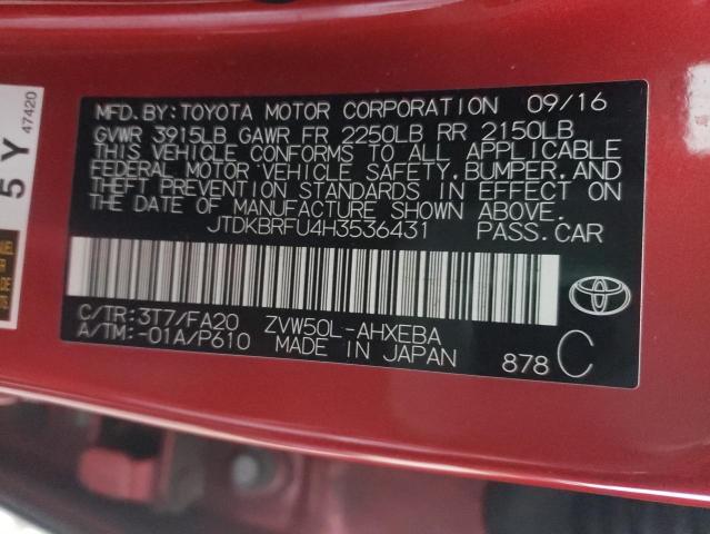 JTDKBRFU4H3536431 | 2017 TOYOTA PRIUS