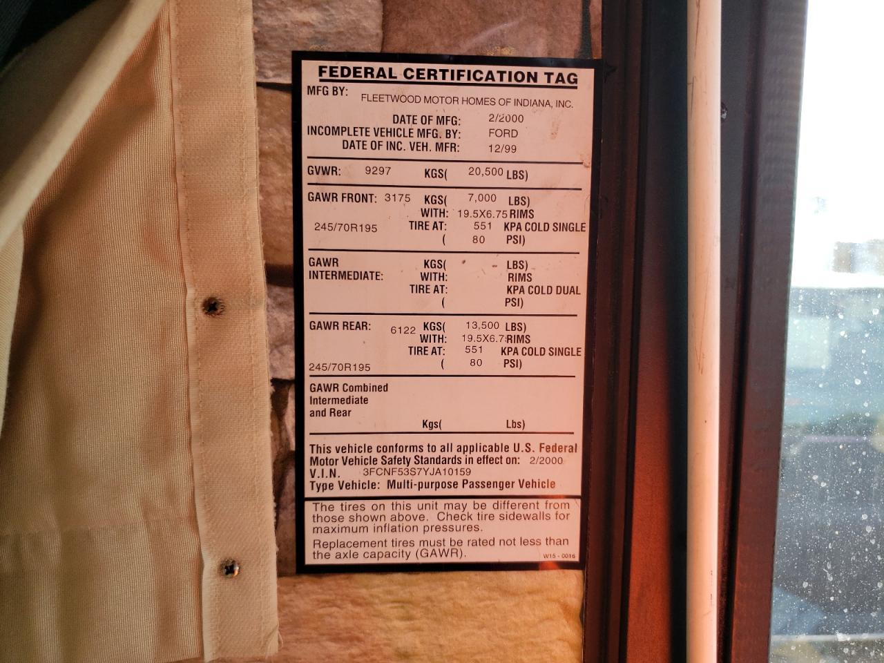 3FCNF53S7YJA10159 2000 Ford F550 Super Duty Stripped Chassis