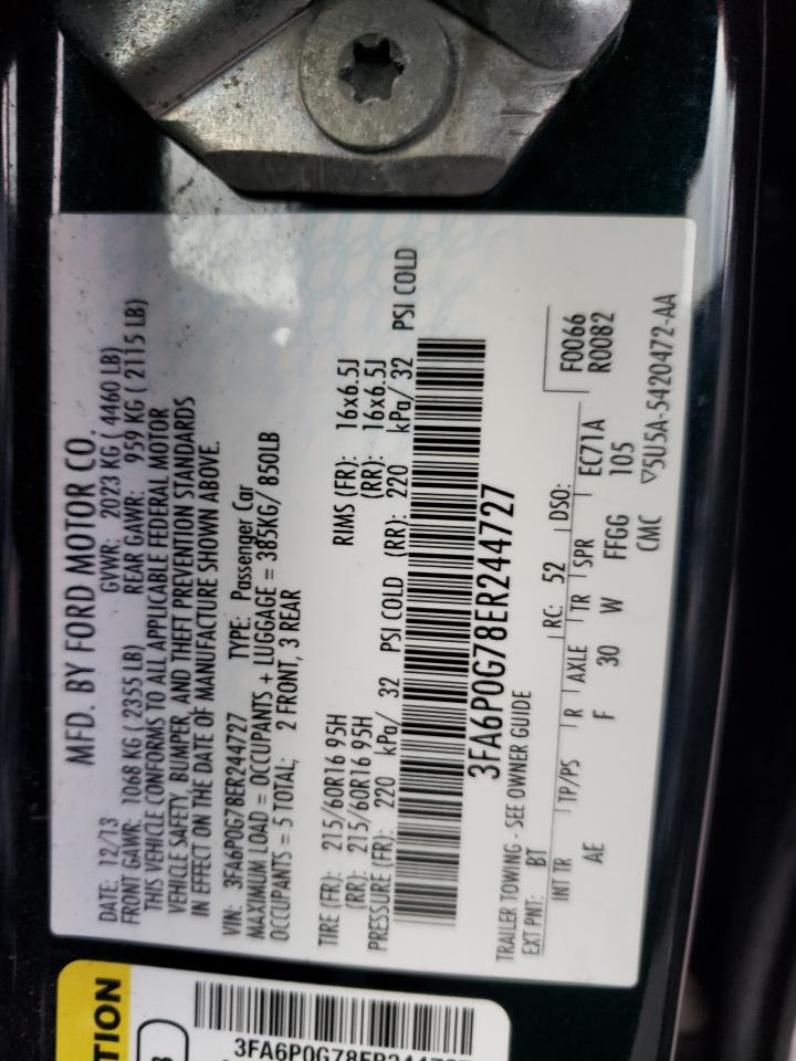 3FA6P0G78ER244727 2014 Ford Fusion S 3FA6P0G78ER244727 2014 Ford Fusion S