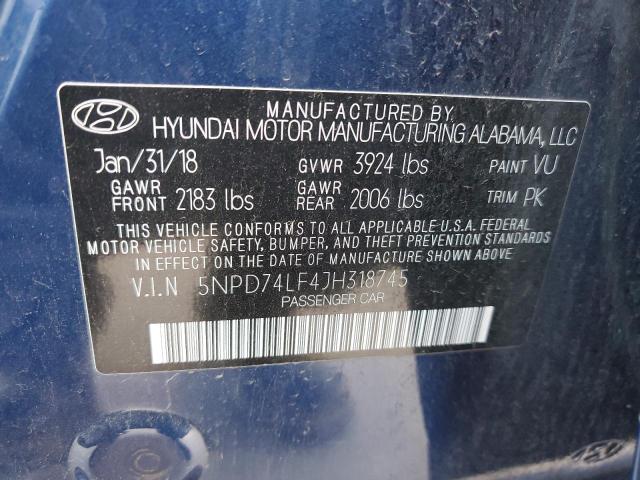 5NPD74LF4JH318745 | 2018 HYUNDAI ELANTRA SE