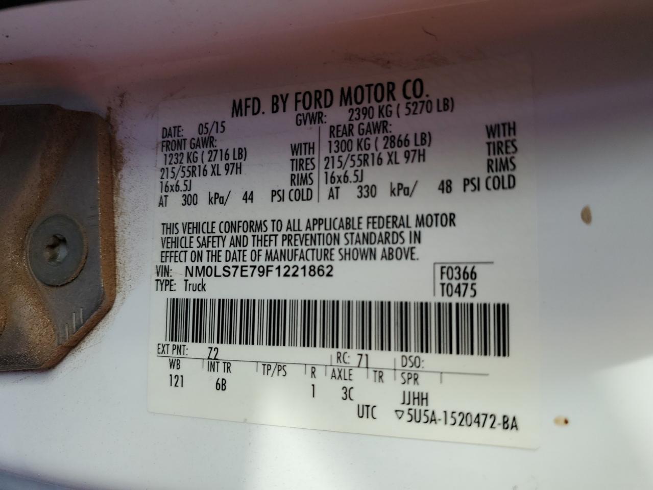 NM0LS7E79F1221862 2015 Ford Transit Connect Xl