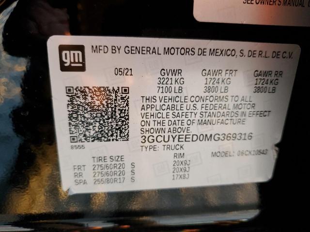 3GCUYEED0MG369316 | 2021 CHEVROLET SILVERADO