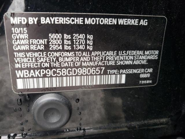 2016 BMW 550I WBAKP9C58GD980657