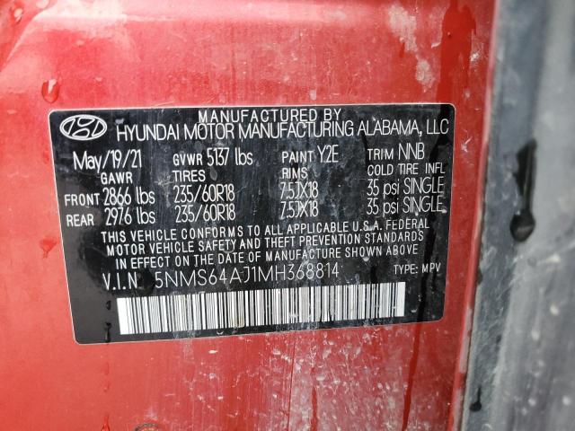 5NMS64AJ1MH368814 2021 Hyundai Santa Fe Sel