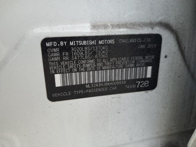 ML32A3HJ8KH008939 | 2019 MITSUBISHI MIRAGE ES