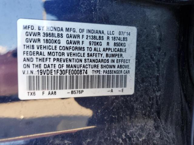 2015 ACURA ILX 20 19VDE1F30FE000874