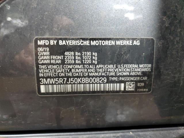 3MW5R7J50K8B00829 | 2019 BMW 330XI