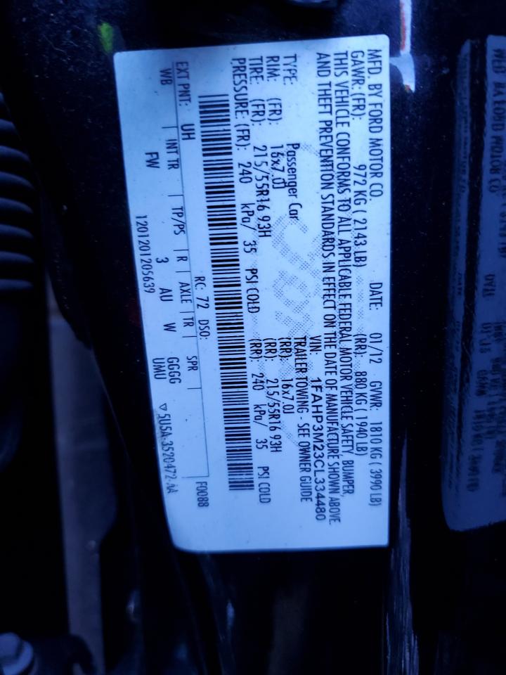 1FAHP3M23CL334480 2012 Ford Focus Sel