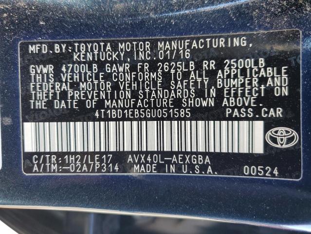 2016 TOYOTA AVALON HYB 4T1BD1EB5GU051585
