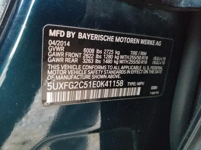 VIN 5UXFG2C51E0K41158 2014 BMW X6, Xdrive35I no.12