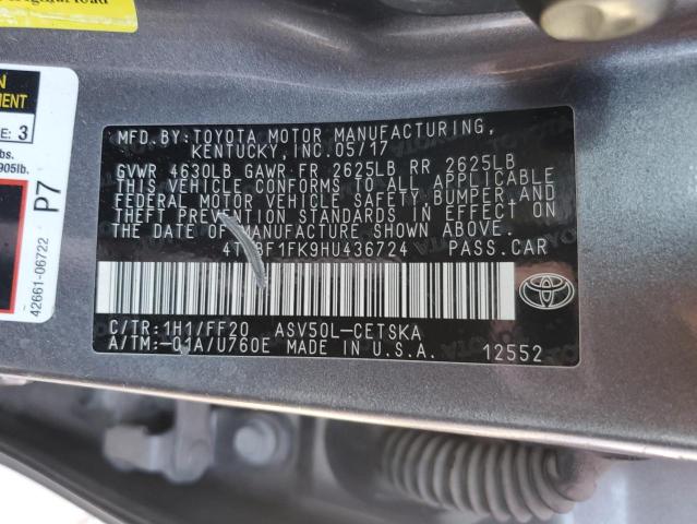 4T1BF1FK9HU436724 | 2017 TOYOTA CAMRY LE