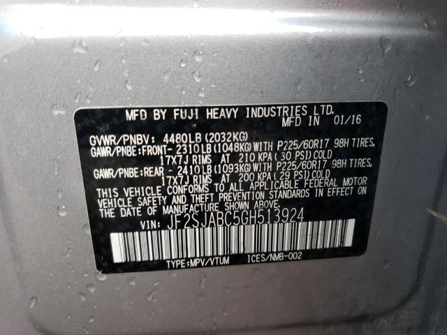 JF2SJABC5GH513924 | 2016 SUBARU FORESTER 2