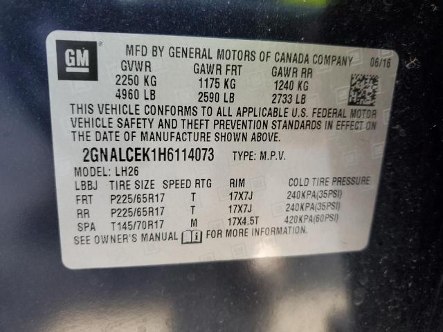 2017 CHEVROLET EQUINOX LT - 2GNALCEK1H6114073