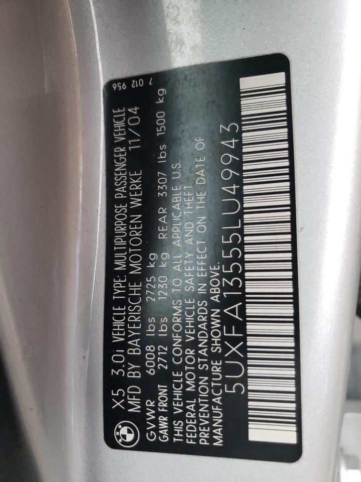 5UXFA13555LU49943 2005 BMW X5 3.0I