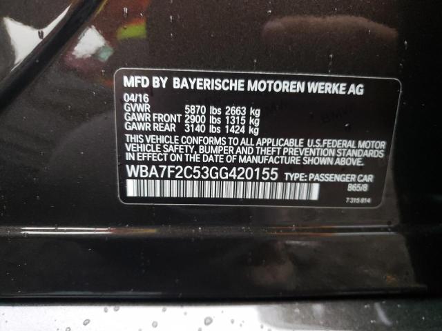 VIN WBA7F2C53GG420155 2016 BMW 7 Series, 750 XI no.12