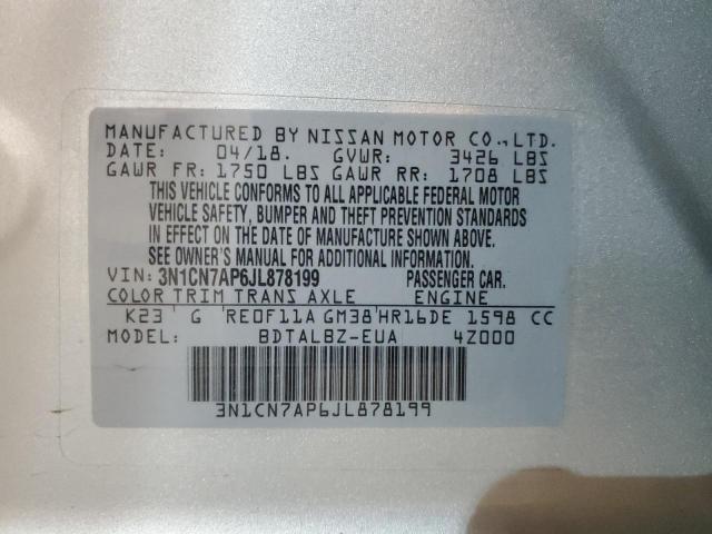 3N1CN7AP6JL878199 | 2018 NISSAN VERSA S