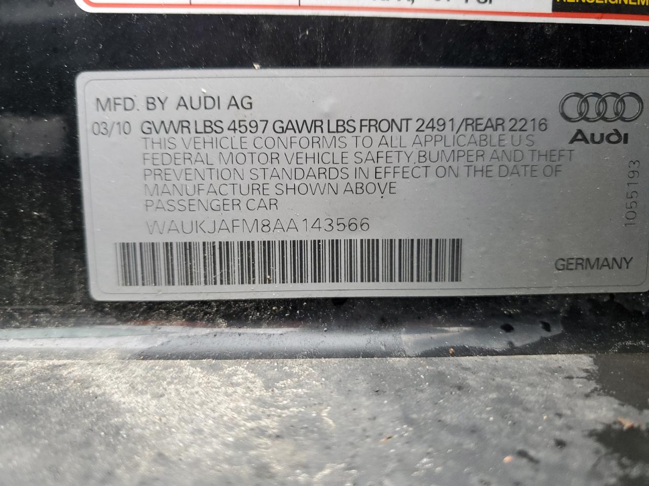 waukjafm8aa143566 WAUKJAFM8AA143566 2010 Audi A3 Premium Plus