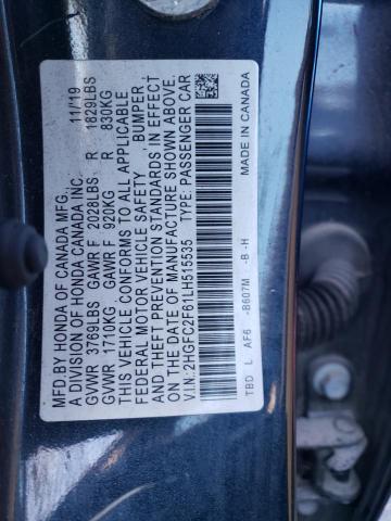 2HGFC2F61LH515535 | 2020 HONDA CIVIC LX