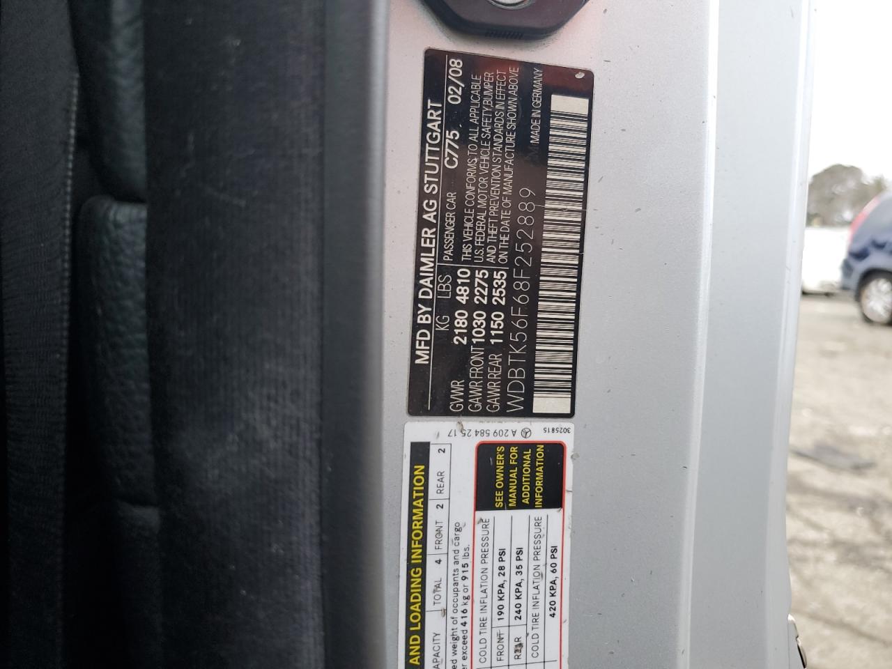 WDBTK56F68F252889 2008 Mercedes-Benz Clk 350