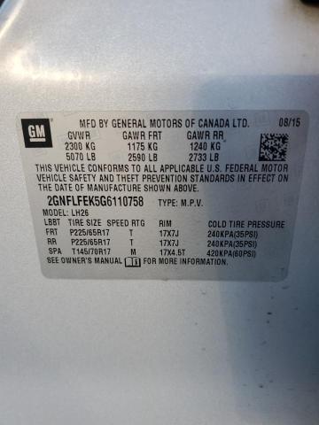 2GNFLFEK5G6110758 | 2016 CHEVROLET EQUINOX LT