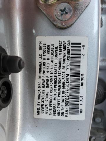 19XFB2F77FE012974 | 2015 HONDA CIVIC SE