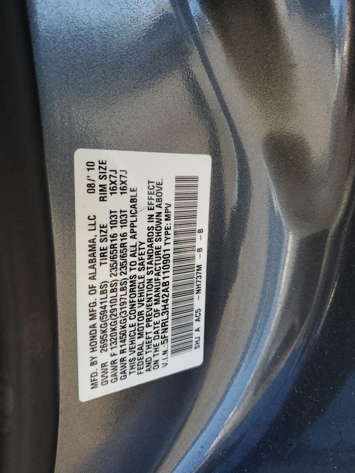 5FNRL3H42AB110901 2010 Honda Odyssey Ex