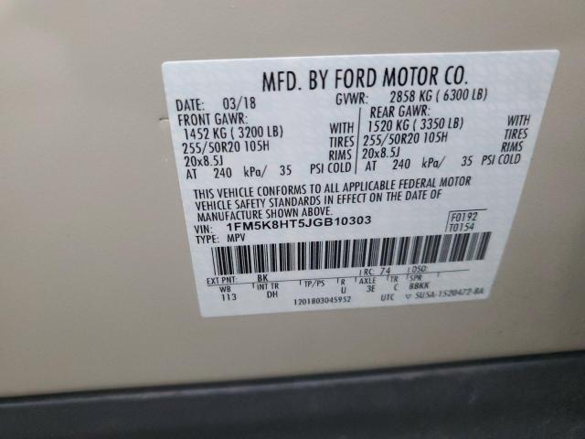 1FM5K8HT5JGB10303 | 2018 FORD EXPLORER P