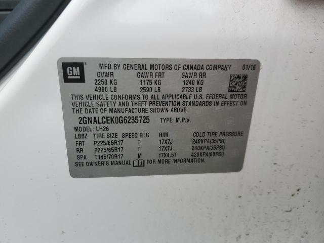 2GNALCEK0G6235725 | 2016 CHEVROLET EQUINOX LT