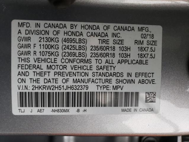 2HKRW2H51JH632379 | 2018 HONDA CR-V EX