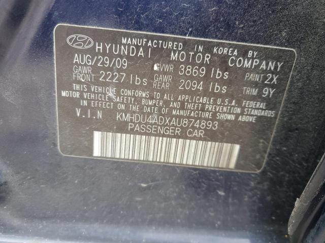 KMHDU4ADXAU874893 | 2010 Hyundai elantra blue