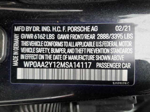 2021 PORSCHE TAYCAN WP0AA2Y12MSA14117