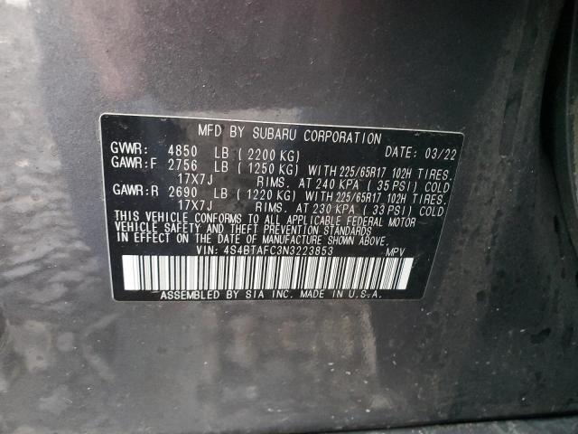 4S4BTAFC3N3223853 | 2022 SUBARU OUTBACK PR